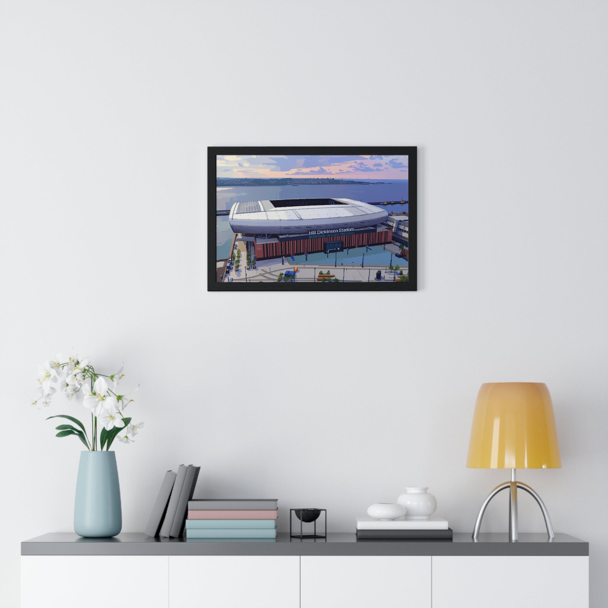 Framed Hill Dickinson Stadium Sunset Print — Liverpool Iconic Stadium Wall Art — Premium Quality Sports Poster — Ready to Hang