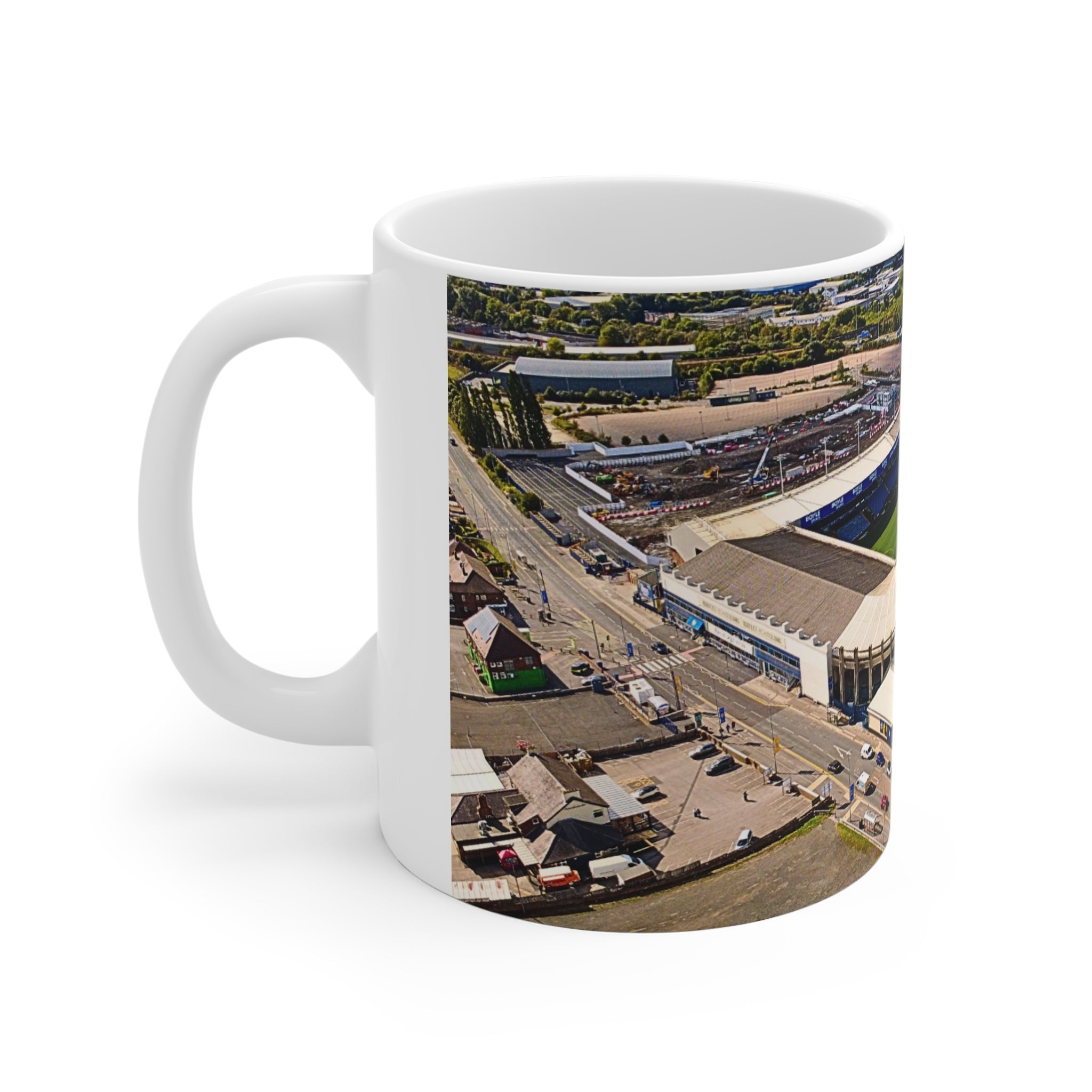 Elland Road Aerial Photo Mug — Leeds United Stadium Coffee Cup