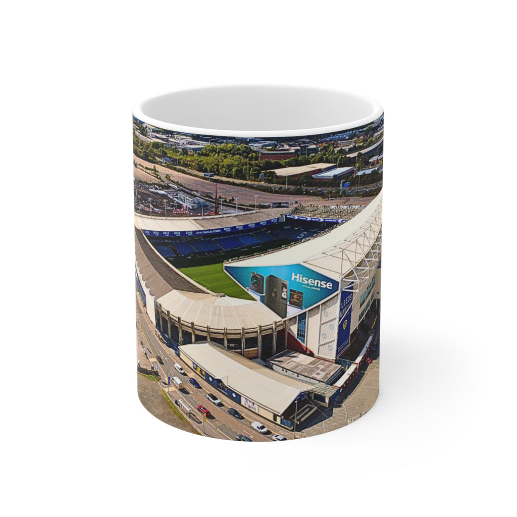 Elland Road Aerial Photo Mug — Leeds United Stadium Coffee Cup