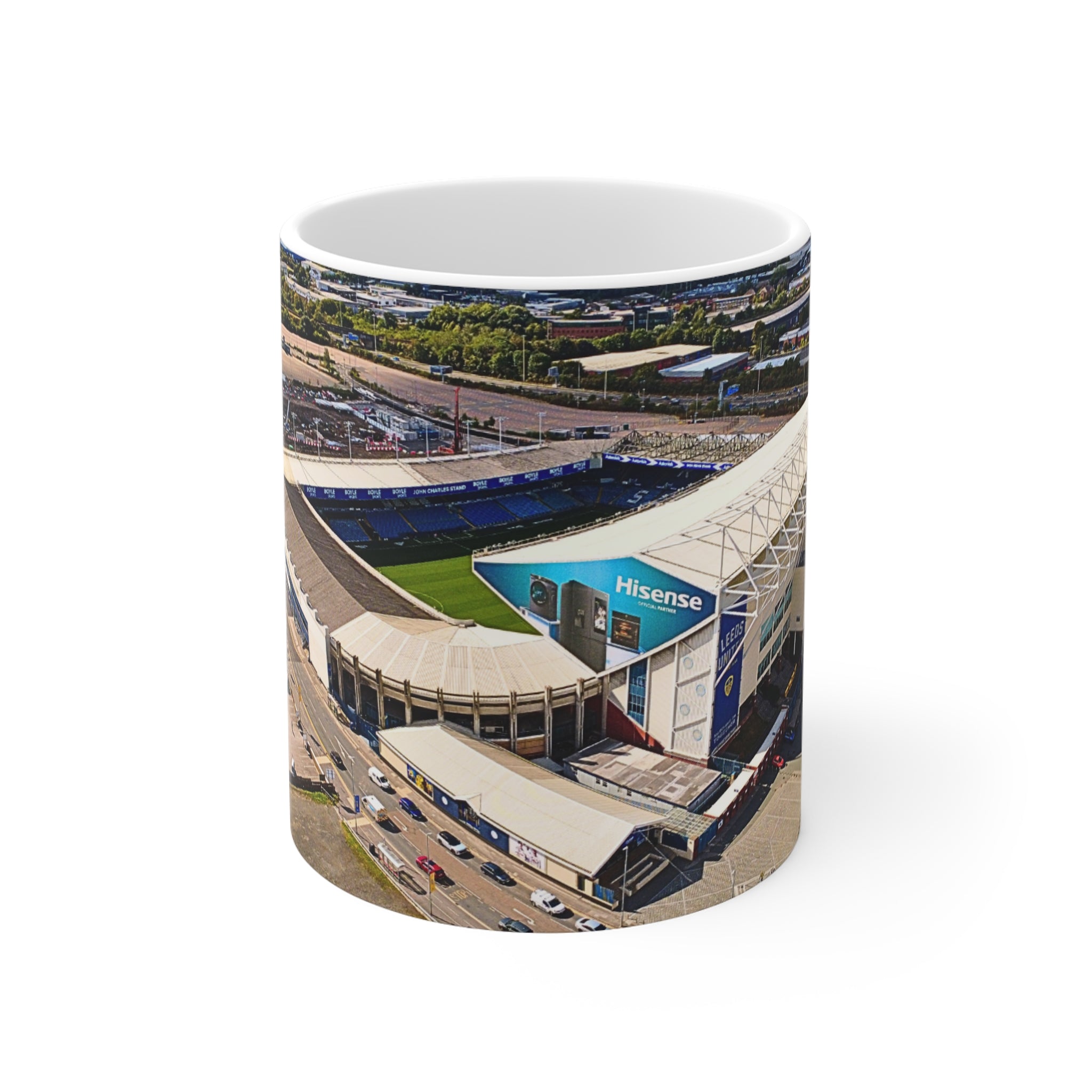 Elland Road Aerial Photo Mug — Leeds United Stadium Coffee Cup