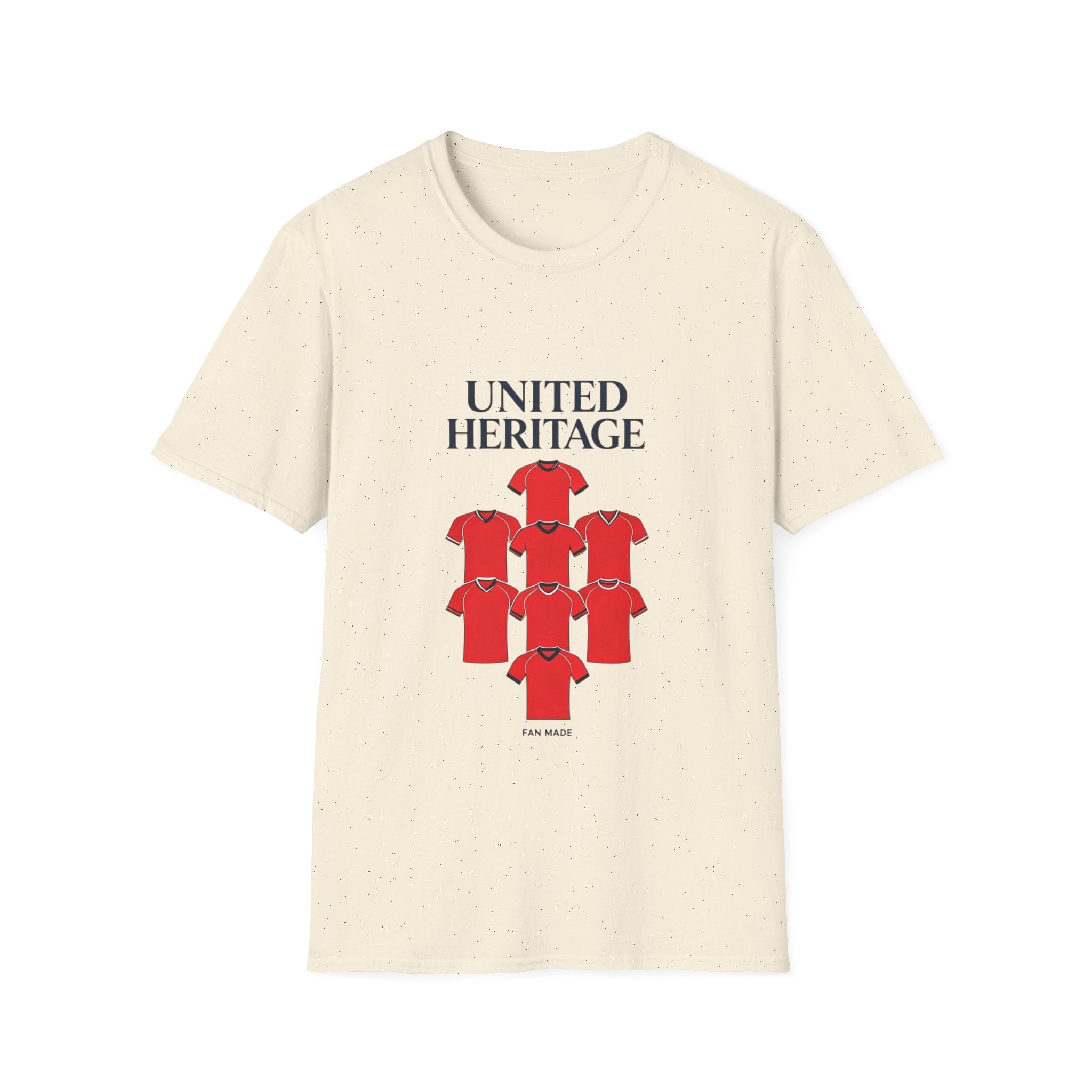 Manchester United Heritage Tee — "UNITED HERITAGE" Red Jersey Graphic T-Shirt