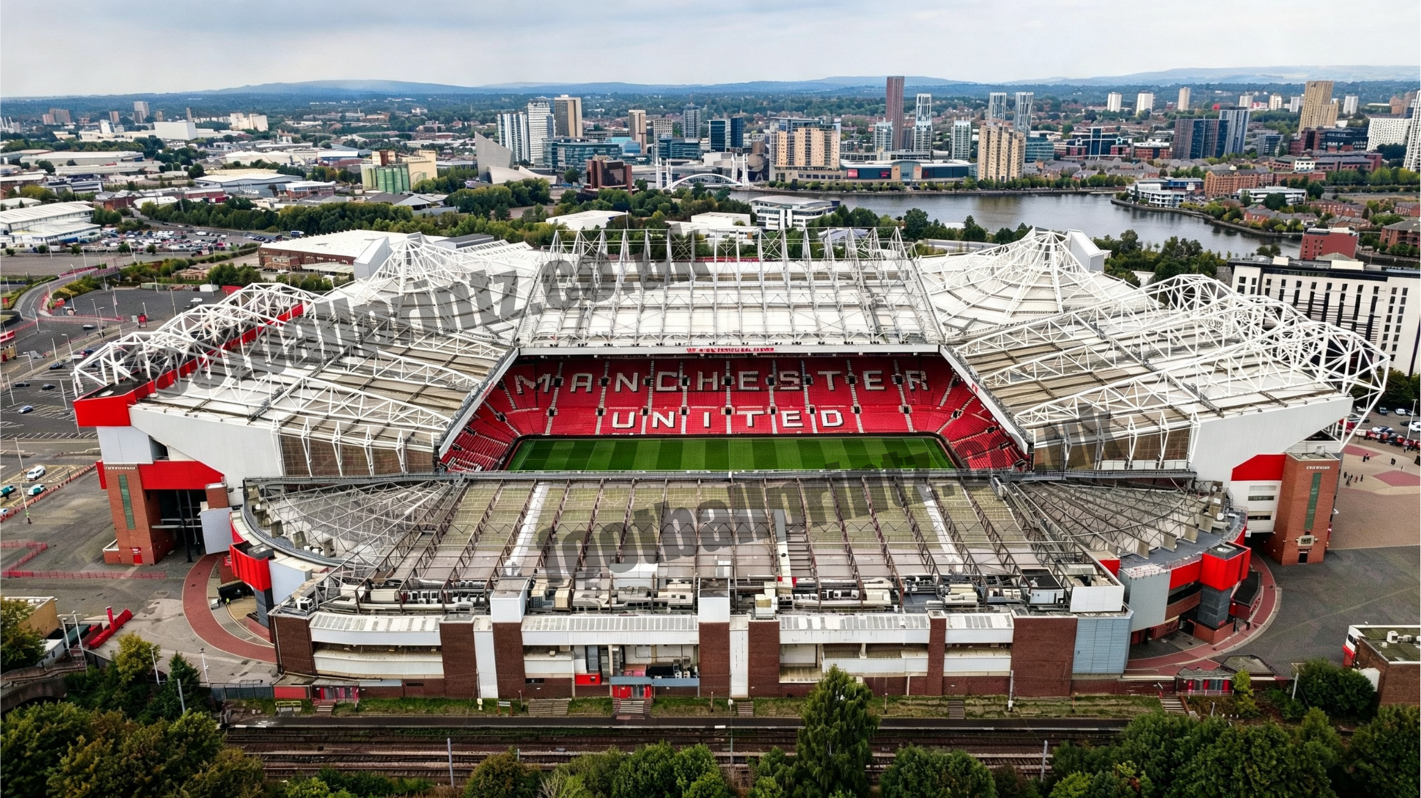 Old Trafford Manchester United Aerial Photograph Side Shot — Digital Download — Theatre of Dreams